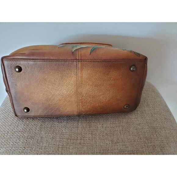 Anuschka Shoulder Bag Purse Tropical Paradise Hibiscus Leather Hand Painted - Picture 6 of 10